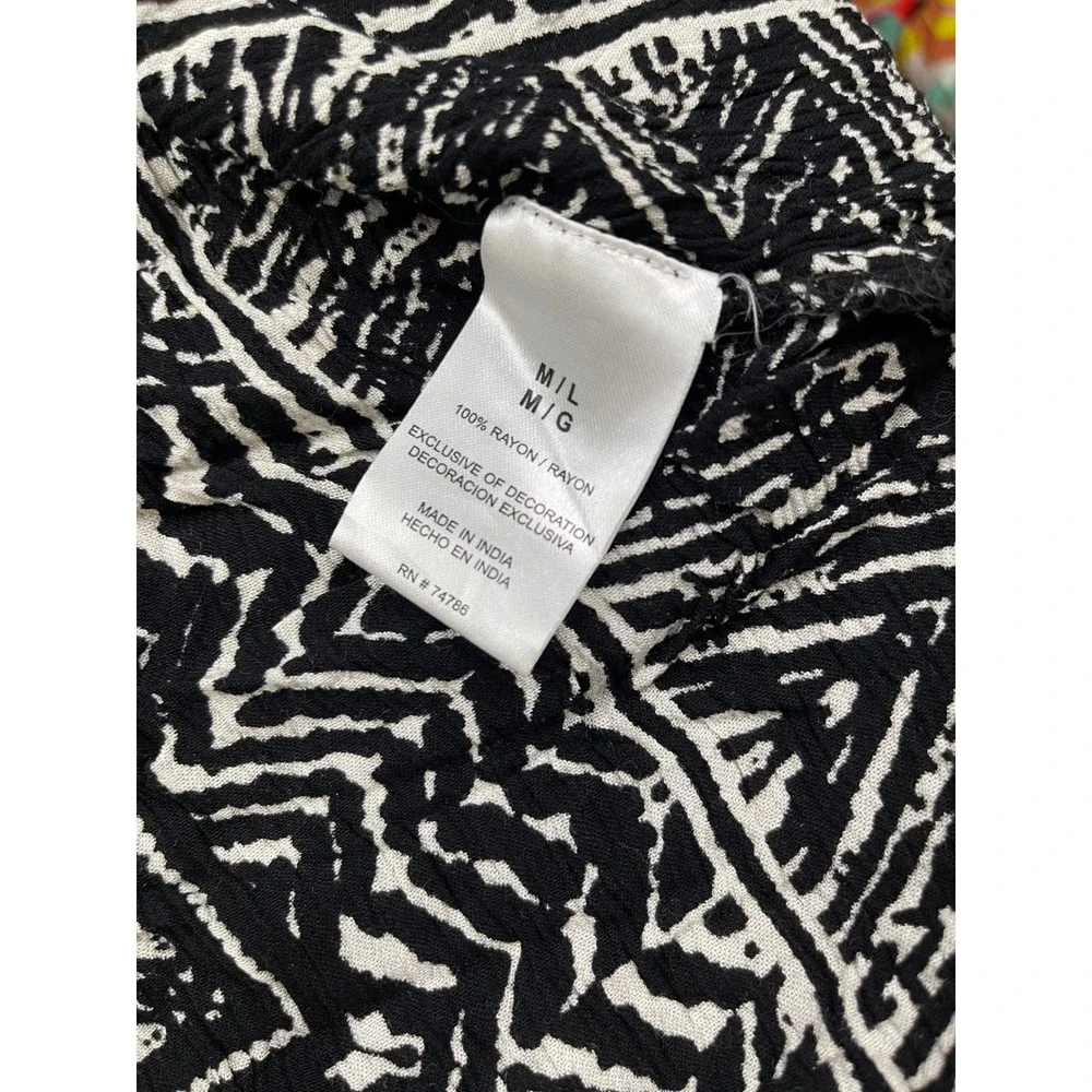 Bila Women Black White Paisley Geometric Open Front Kimono Cardigan‎ SX697 ML